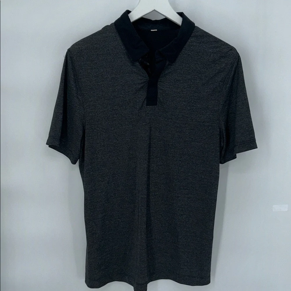 Lululemon Mens Performance Polo Shirt Gray Black Lightweight - Picture 4 of 9